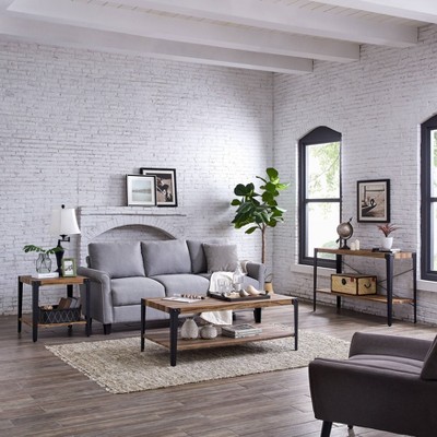 Elegantly Rustic Industrial Coffee Table with Metal Legs and Distressed Wood
