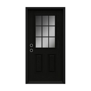 MAYEERTY Fiberglass Entry Door, 6-9/16 Door Frame, Right Hand Inswing, Black - 1 of 4