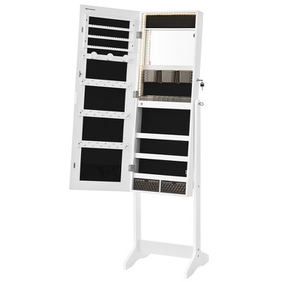 Mirror Jewelry Cabinet Standing Armoire Organizer Jewelry Storage with Full-Length Frameless LED Lights Mirror