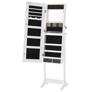 SONGMICS Mirror Jewelry Cabinet Standing Armoire Organizer Jewelry Storage with Full-Length Frameless LED Lights Mirror