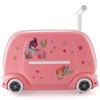 DOMETOUR Kids Ride on Suitcase with Storage Space, Pulling Rope and Stickers, Pink - 3 of 4