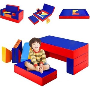 Costzon 4-in-1 Convertible Foam Climber Set for Climbing, Crawling & Sliding, 8-Piece Colorful PU Soft Zone for Babies & Preschoolers (Assorted) - 1 of 4