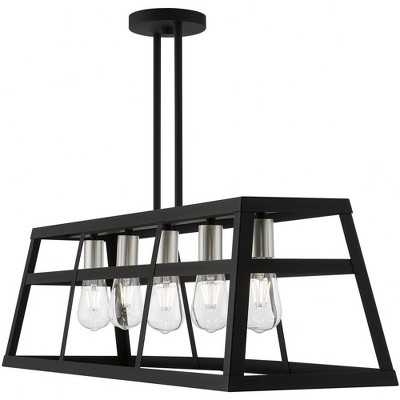 Schofield Black and Brushed Nickel 5-Light Linear Chandelier