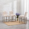 WestinTrends Hayes 24" Linen Fabric Tufted Counter Stool (Set of 3) - 2 of 4