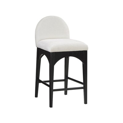 Meridian Furniture,Waldorf Cream Chenille Fabric Stool