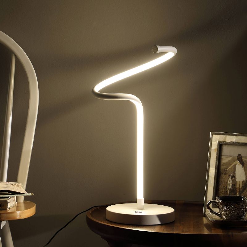 18&#34; Modern Metal Spiral Table Lamp (Includes LED Light Bulb) White - Ore International, 5 of 9