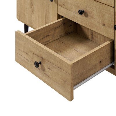 LuxenHome Oak Manufactured Wood 48.8-Inch Wide 2-Door 3-Drawer Buffet Cabinet — фото 3