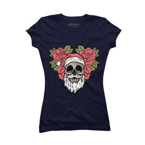Junior's Design By Humans Christmas with flowers Illustration By rukurustudio T-Shirt - 1 of 3