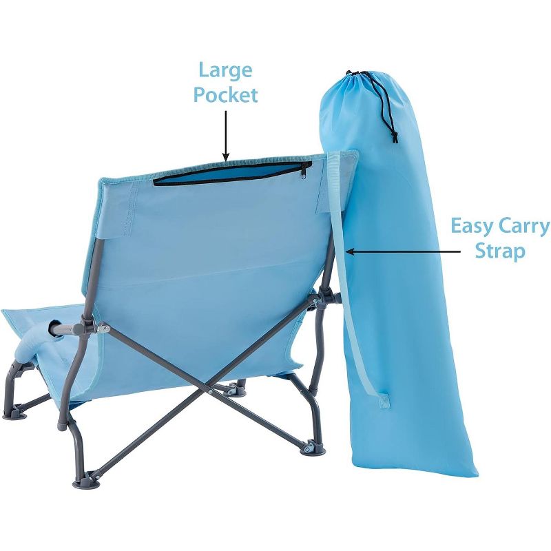Maui and Sons Comfort Sling Back Bag Beach Camping Picnic Chair Lite Blue, 3 of 8