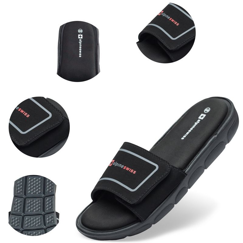 Alpine Swiss Gabe Mens Memory Foam Slide Sandals Adjustable Comfort Athletic Slide, 4 of 9