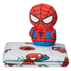 Marvel Spider-Man Swing With Me Silk Touch Throw Blanket 50X60 inches and Hugger Set 11 Inches - 1 of 4