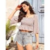 Blouses for Women Puff Long Sleeve Shirts Square Neck Casual Smocked Tunic Tops - 2 of 4
