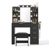 Buenhomino Makeup Vanity Desk with Mirror & Lights, Modern Vanity Table with Charging Station & Cushioned Stool, Bedroom Dressing Table Set - 2 of 4