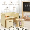 Costway 3 Piece Kids Wooden Table & Chair Set Children Multipurpose Homeschool Furniture - 4 of 4