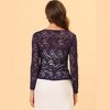 INSPIRE CHIC Women's Tie Front Ruffled Hem Floral Lace Sheer Crop Bolero Shrug - 3 of 4