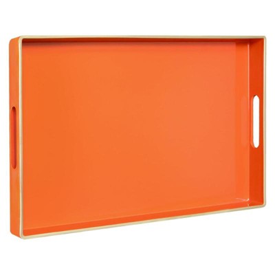 Attop Orange Handled Tray Modern Coffee Table Ottoman Plastic Serving Tray 15.8x10.2in Halloween Bathroom Decor