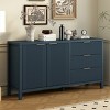 Modern Sideboard Buffet with Wave Pattern,Storage Cabinet with Drawers and Aluminum Handles for Dining Room,60" MDF Buffet Table-Cuddlewood - 2 of 4