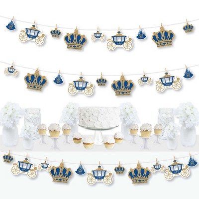 Big Dot of Happiness Royal Prince Charming - Baby Shower or Birthday Party DIY Decorations - Clothespin Garland Banner - 44 Pieces