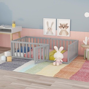 Streamdale Twin Size Wood Daybed Frame with Fence, Gray - 1 of 4