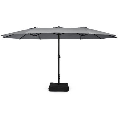 Tangkula 15FT Double-Sided Twin Patio Umbrella with Base Extra-Large Market Umbrella for Outdoor