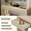 KIGFTSOD Rustic Console Table with 3 Fluted Drawers - Solid Wood Veneer Entryway Table Featuring Natural Wood Grain for Living Room, Hallway, Beige - 4 of 4