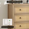 COZONY 47" Rattan Dresser, 6-Drawer Wood Chest, Large Storage Cabinet & TV Stand - 4 of 4