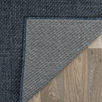 Contemporary Blue Synthetic 5' x 7' Flatweave Area Rug