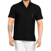 LA LEELA Men's Short Sleeve Button Down Casual Camp Beach Shirts Business Dress Shirts for Men Vacation Solid Shirts with Pocket - 3 of 4