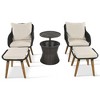 CAVINAS 5 Pieces Patio Outdoor Seating Sets, with Wicker Cool Bar Table, Ottomans, Outdoor Furniture Bistro Sets for Porch, Black & Beige - 4 of 4
