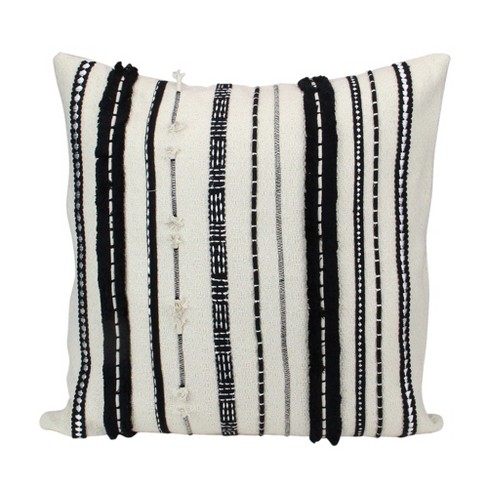 Melrose 17 Square Striped Indoor Throw Pillow Ivory Black Target