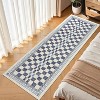 Washable Runner Rug for Kitchen, Bathroom, Non-Slip, Low Pile, Stain-Resistant, Abstract Checkered Carpet, Entryway, Laundry. - 3 of 4