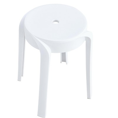 DOMETOUR 6 Pack Stackable Colorful Round Plastic Stools for Home, Office, School, Indoor/Outdoor Flexible Seating, White Decorative Chairs