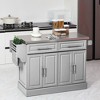 HOMCOM Portable Multi-Storage Rolling Kitchen Island Storage Cart with Stainless Steel Top & Cabinet on Wheels - 2 of 4