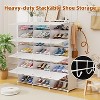 Simple Trending 8 Tier Shoe Storage 48 Pairs Shoe Rack with Door, Space Saving Shoe Cabinet with Hooks, Covers, White - 4 of 4