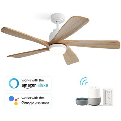 Sofucor 52 inch Ceiling Fan Lights Kit Remote Modern Smart Ceiling Fan Work with Alexa APP, Indoor Outdoor Ceiling Fan with 3 Downrods