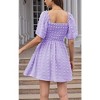 EXLURA Women's Summer Casual Square Neck Dresses Ruffle Short Sleeve Swiss Dot Flowy Mini Dress - 4 of 4