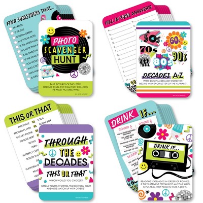 Big Dot Of Happiness Through The Decades - 4 50s, 60s, 70s, 80s, And 90s  Party Games - 10 Cards Each - Gamerific Bundle : Target