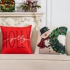 Christmas Throw Pillow Covers 18x18 in Set of 4 Decorations,Decorative Snowman Santa Pillow Case - 4 of 4