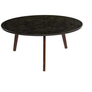 The Bianco Collection Stella 31" Round Italian Black Marble Coffee Table