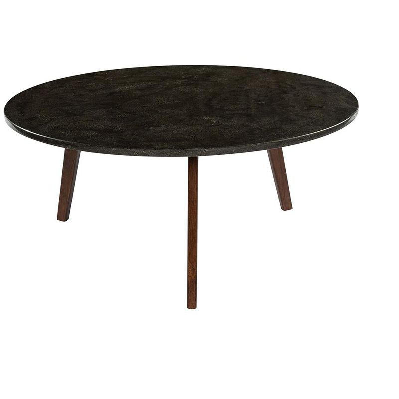 The Bianco Collection Stella 31" Round Italian Black Marble Coffee Table, 1 of 6