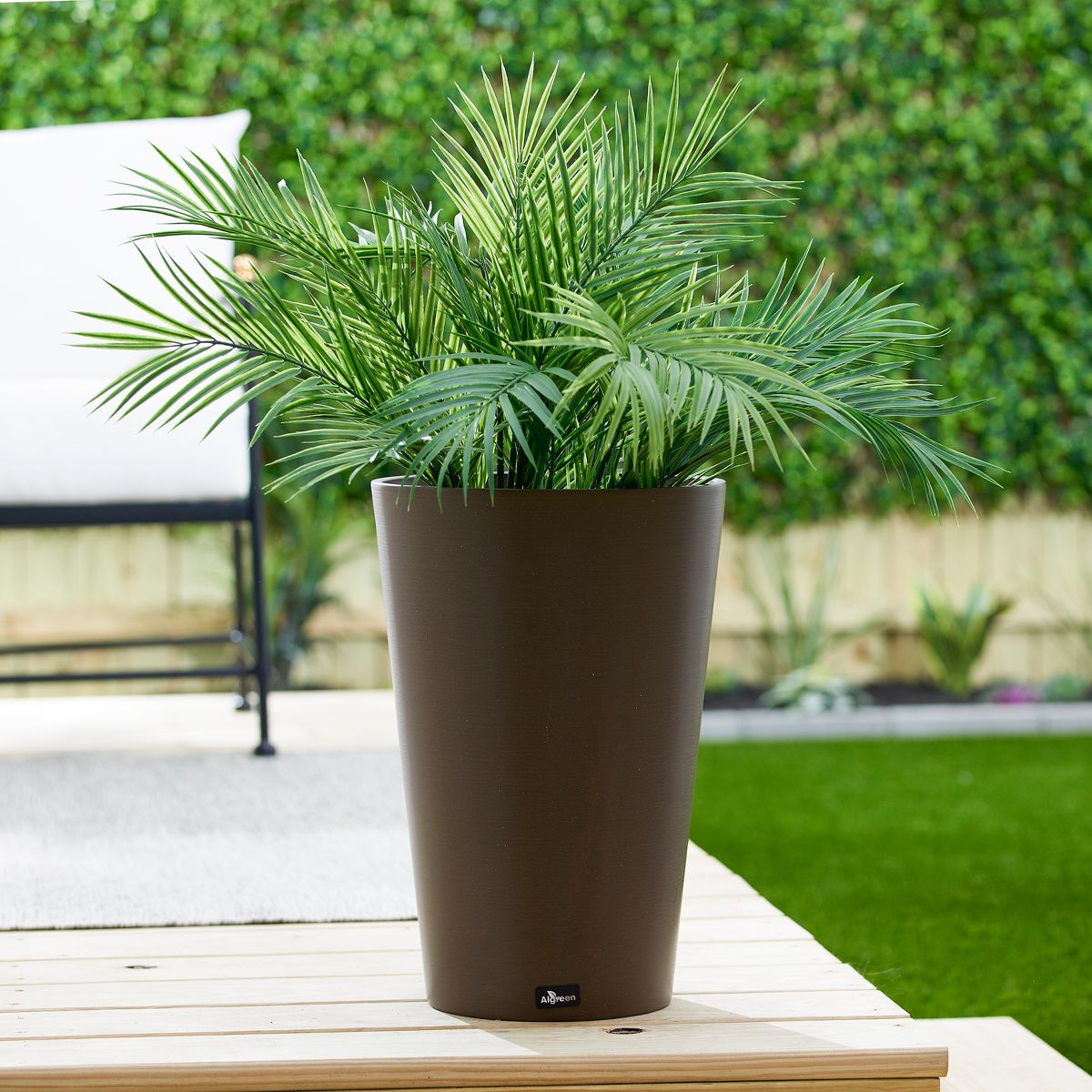 Algreen 16130 Valencia 12 x 18 Inch Round Taper Recycled Planter Pot, Chocolate - thumbnail 6