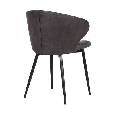Gray Faux Leather Upholstered Arm Chair with Metal Frame