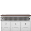 46.5'' Farmhouse Kitchen Island with Drape of Beads, Power Outlet, Rolling Kitchen Cart on Wheels with Drop Leaf - 4 of 4