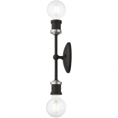 Black and Brushed Nickel 2-Light ADA Vanity Sconce