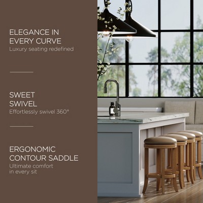 Weathered Oak Swivel Counter Stool with Vegan Leather Seat