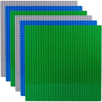 Apostrophe Games Building Block Baseplates - Green, Blue, Gray - 6pcs