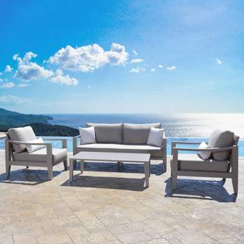 Abbyson Living Palisades Outdoor Modern 4pc Seating Set with Sunbrella Fabric