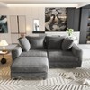 MYINDA 102.4 " Plush Corduroy Sofa,Modern Upholstered Cloud Couch,Convertible Deep Seat Sofa with Ottoman for Living Room - 3 of 4