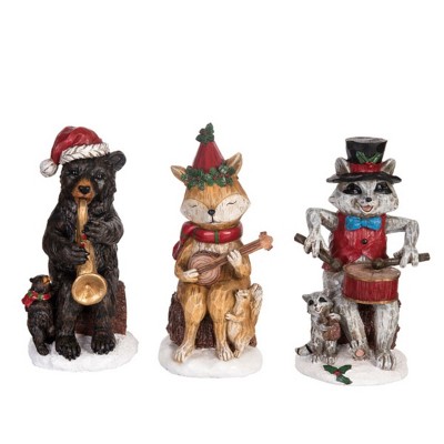 Transpac Large Rustic Music Critter Figurines Set of 3 Decorative Resin Animal Figurines for Christmas Indoor Decor