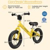 Infans Toddler Balance Bike, No Pedal 12” Training Bicycle for 3+ Years Old Kids with Rubber Tires and Height Adjustable Handlebar & Seat, Yellow - 2 of 4